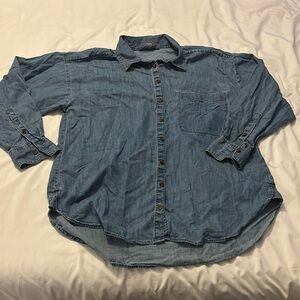 Denim & Co. Blue Button Down Shirt Large